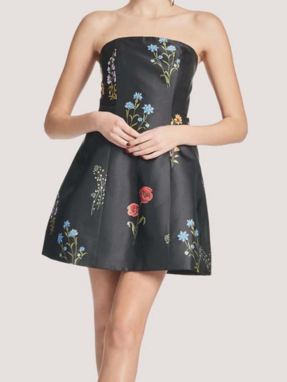 Sachin & Babi Women's Black Alanna Floral-Print Mikado Mini Dress Size 12